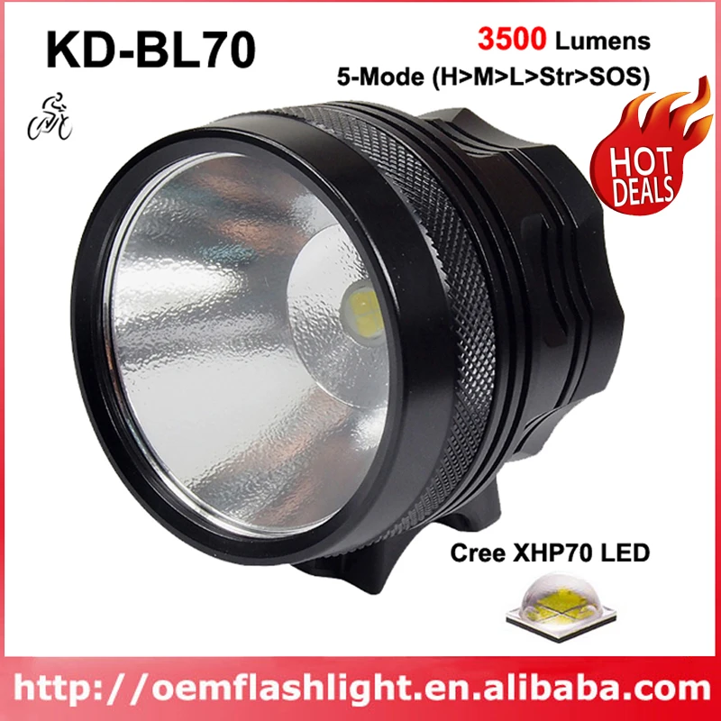 High Power KD BL70 Cree XHP70 3500 Lumens 5 Mode LED Bike Light Black ( 1 pc )in Flashlights