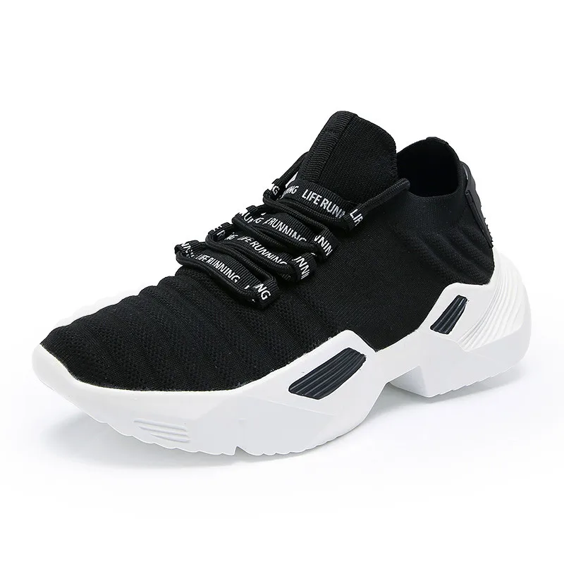 Спортивная обувь для мужчин; удобные дышащие мужские кроссовки из сетчатого материала; трендовая прогулочная обувь; zapatillas hombre; модель года; спортивная обувь - Цвет: Черный
