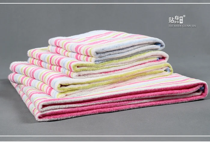 Хлопок полотенце экспорт в Японию домашний супер абсорбент Быстросохнущий полотенце s Открытый Отдых пляжное полотенце мягкий свет - Цвет: Pink Strip
