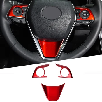 

ABS Matte Carbon Fiber Style Red Color Car Accessories Steering Wheel Button Cover Trim Fit For Toyota Avalon XX50 2018 2019