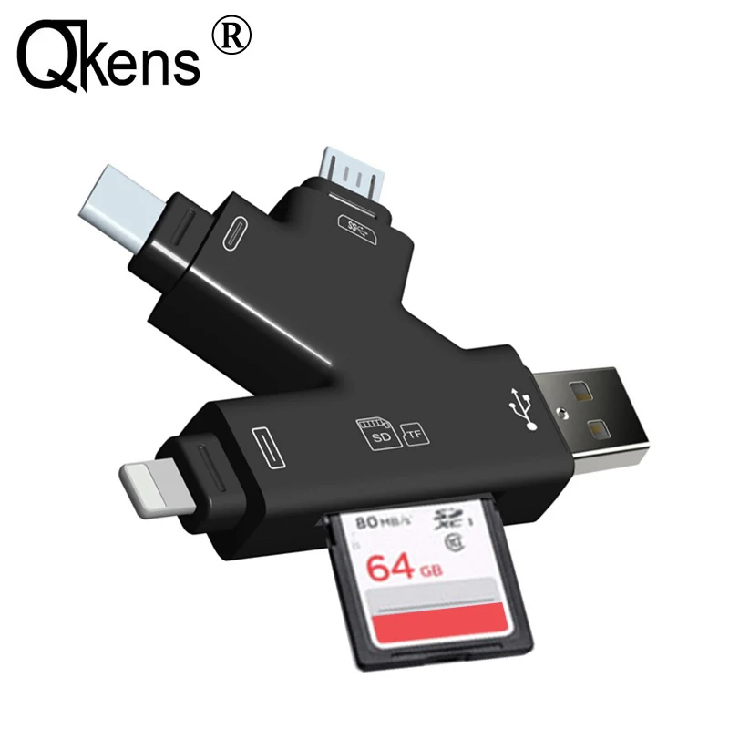 Тип C Micro USB iOS 4 в 1 otg-sd TF устройство считывания карт SDHC Для iPhone XS XR для iPAD samsung S7 S8 S9 Android телефон компьютер