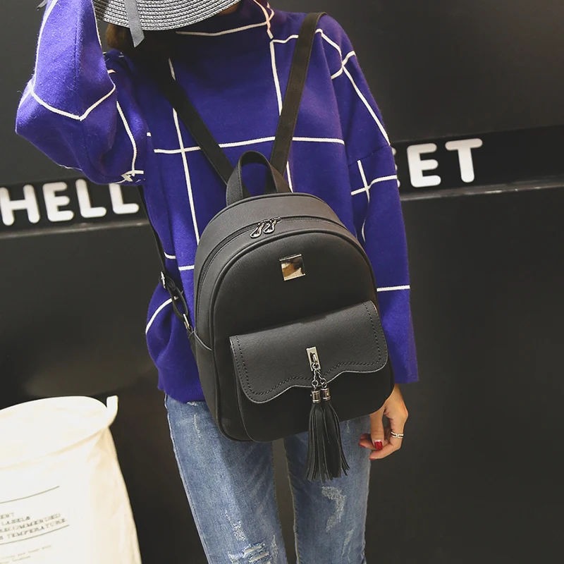 JANESPRI 2018 New Tassel Women Backpacks PU Leather Lady Backpacks High Quality Fashion Girls Backpack Cute School Bag Mochilas (30)