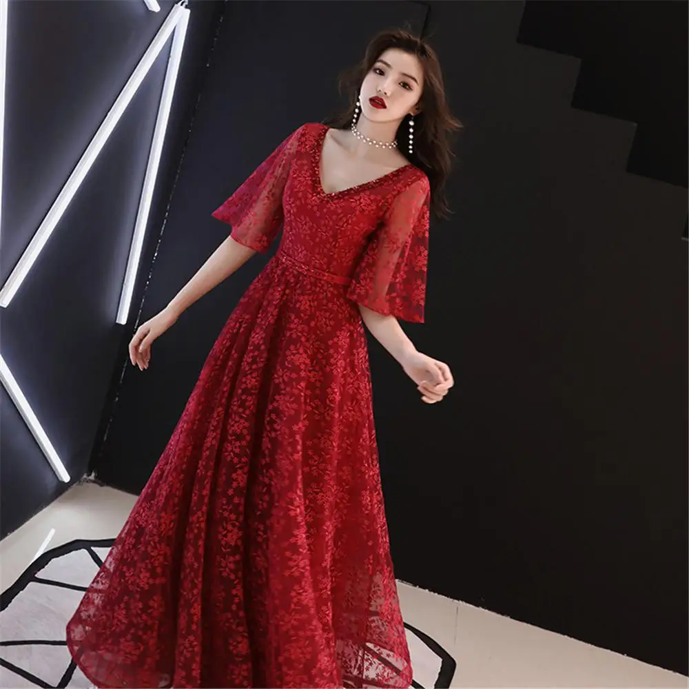 Блестящее Сетчатое платье для женщин Qipao перспективное вечернее платье сексуальное шикарное изысканное китайское выпускное платье с коротким рукавом Cheongsam - Цвет: Red6