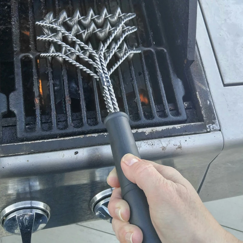 

New Arrival Outdoor Traveling Camping 18 inch Barbecue Cleaning Tools BBQ Brush Stainless Steel Cleaning Tool