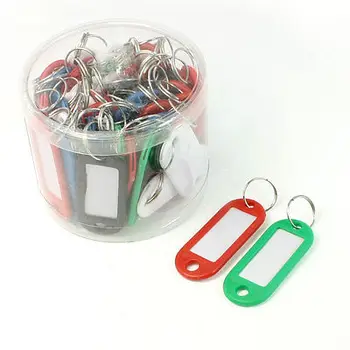 

50 Pcs Portable Colorful Plastic Key Name Notes Tags ID Labels w Split Keychain