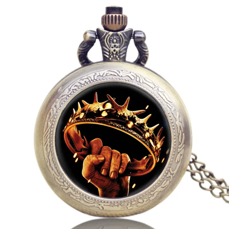 Карманные часы «Игра престолов», символ «Песнь Льда и Огня», модное винтажное современное кварцевое ретро ожерелье на цепочке для женщин и мужчин - Цвет: 1