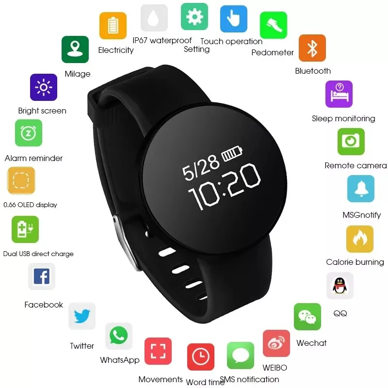 

SYNOKE Bluetooth Smart Watch Men Women Waterproof Clock Activity Fitness tracker Heart Rate Monitor Smartwatch for IOS Android