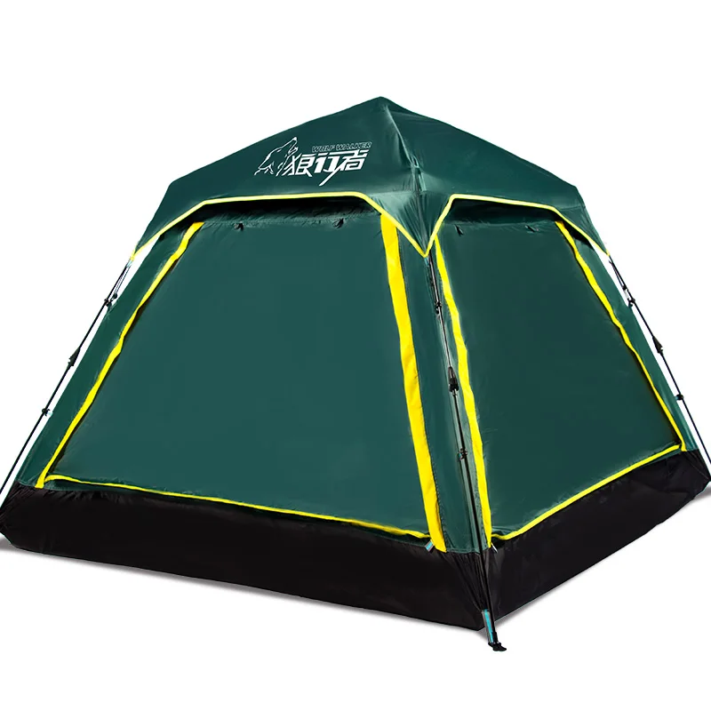 

3-4 person fiberglass pole easy set up spring bracket automatic tent family garden awning custom pop up tent for promotion