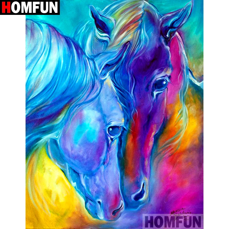 Алмазная 5D картина HOMFUN Лошадь с квадратными/круглыми стразами вышивка крестиком