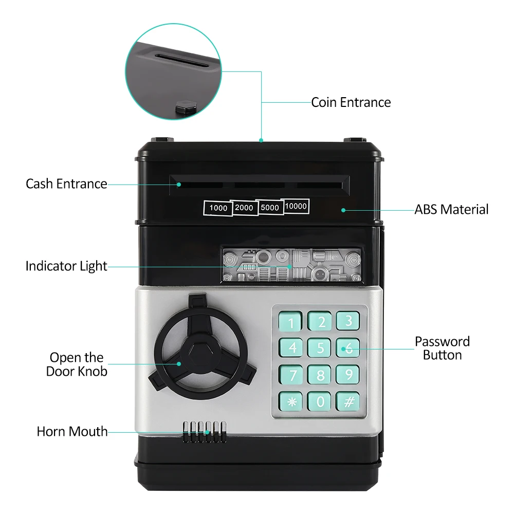 Электронная Копилка ATM пароль денежный ящик наличных денег монеты Банкомат Сейф Автоматический депозит банкнот