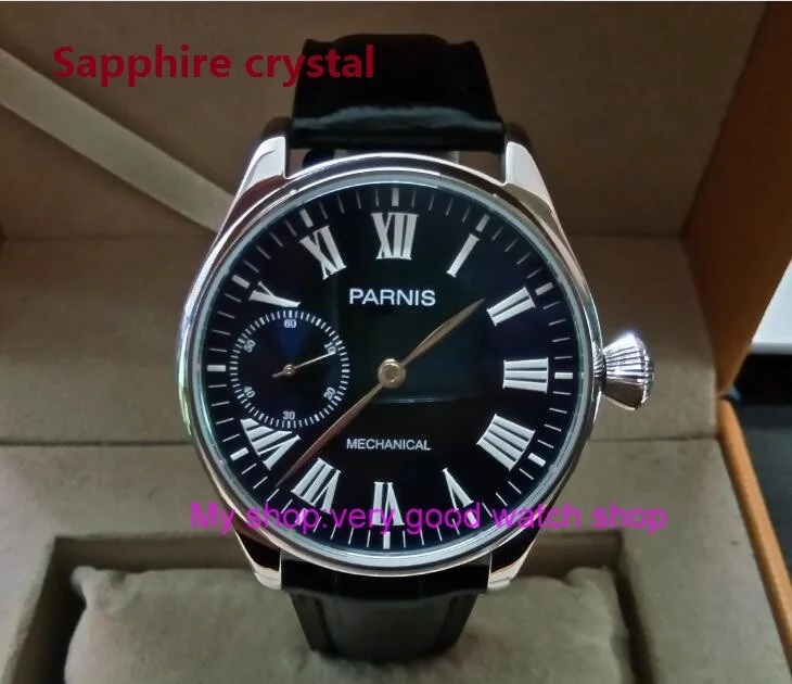 

Sapphire crystal 44mm PARNIS Blue dial Asian 6497 Mechanical Hand Wind movement Mechanical watches Luminous men's watches 227A