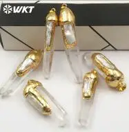WT-P1429, WKT, классические, натуральный кристалл, кварц, прозрачные перламутровые, золотые, с дамским шармом, ожерелье, подвеска, подарок, аксессуары - Окраска металла: send randomly