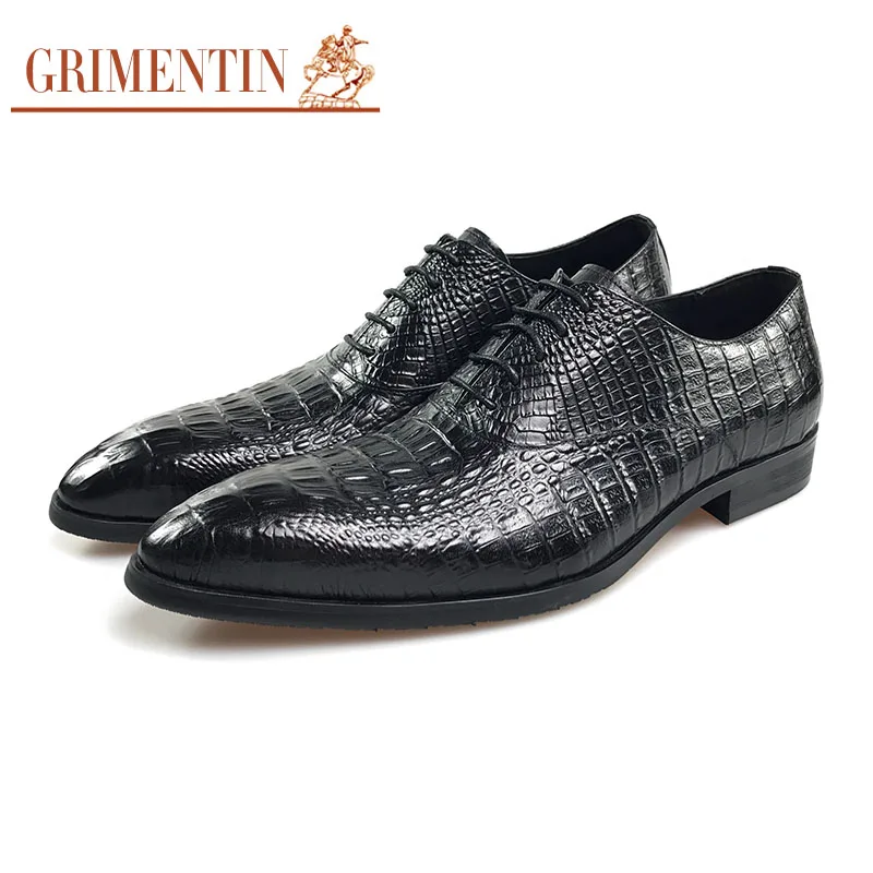 

GRIMENTIN mens business shoes men lace-up genuine leather fashion formal shoes
