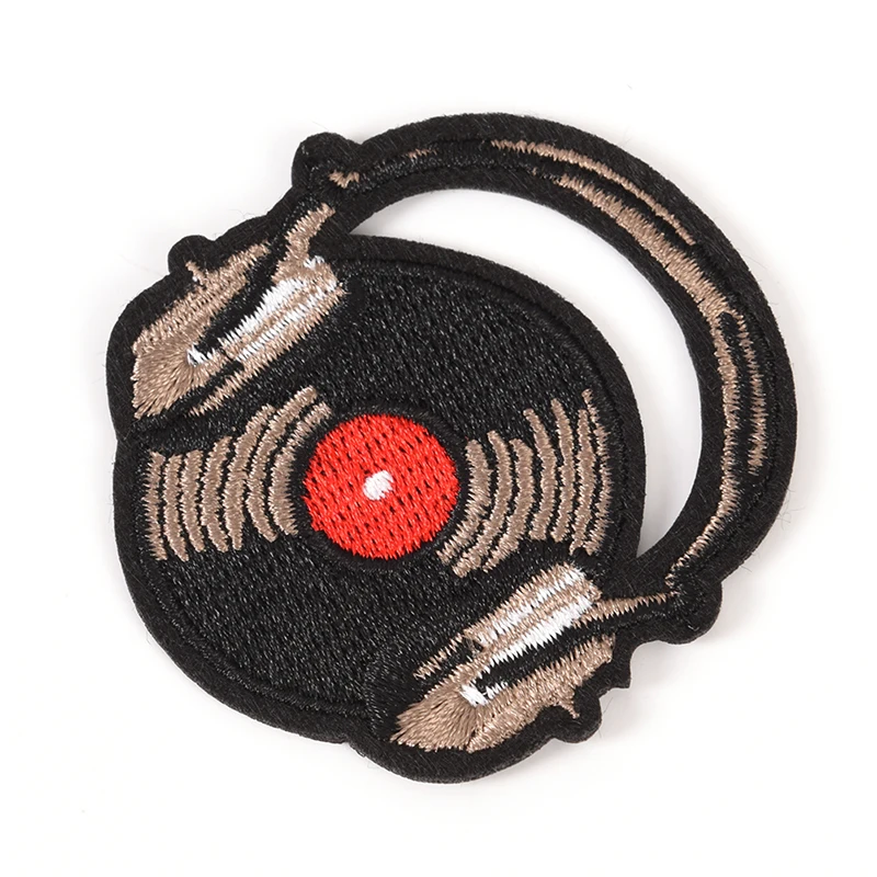 Diy Record Music Badge Iron On Embroidered Patch Applique Fabric Sewing