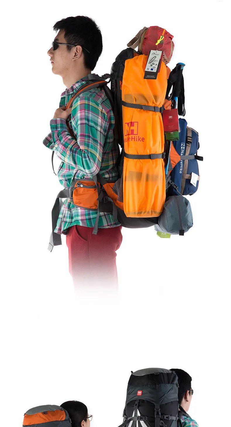 NatureHike 70L рюкзак для походов на открытом воздухе, нейлоновый водонепроницаемый рюкзак для путешествий, спортивный рюкзак из алюминиевого сплава с внешней рамой