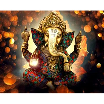 

DIY Diamond Painting Hindu goddess Cross Stitch Kit Full Diamond Embroidery Ganesha Elephant Diamond MosaicTiger Decor Art