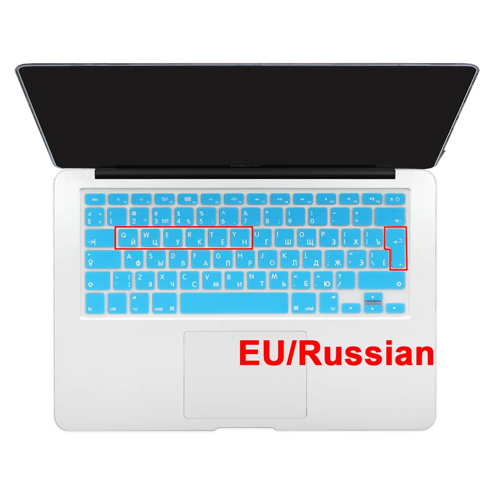 Силиконовые наклейки на клавиатуру в европейском стиле для MacBook Air 13,3 A1466 и 2011- Pro 1" 15" 1" retina - Цвет: light blue