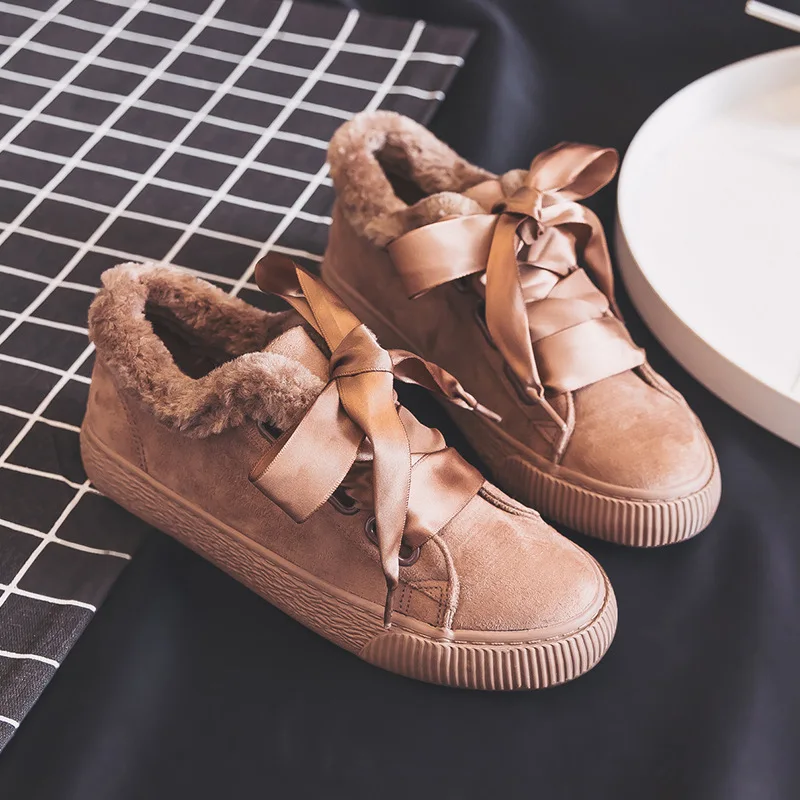 

Jookrrix Brand Winter New Shoes Women Fahsion Sneakers Lady Warm chaussure Short Plush Female footware with Fur zapatos de mujer