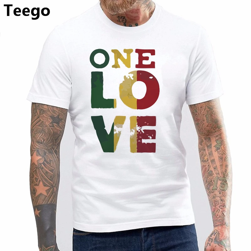 

100% Cotton O-neck printed T-shirt One Love T Shirt Rasta Reggae Men Women Kids Gift Tee Shirts
