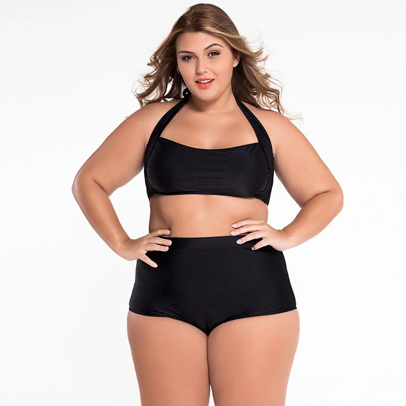 

2016 New Bikinis Swimwear Women Sexy Plus Size Bikini Bathing Suit High Waist Bikini Set Neon Large Size Swimwear Swimsuit
