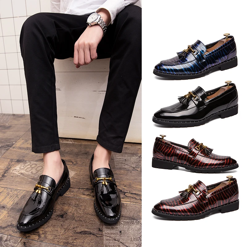 mixed colors fashion men leather shoes italian luxury brand ballroom party dress tassel footwear wedding oxford shoes for men (7)