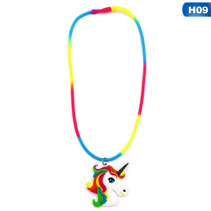 Rainbow Unicorn Pendant Rubber Necklaces Accessories -Unicorn Fashion