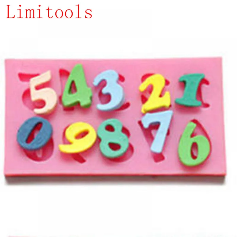 

0-9 10 Number Shape Silicone 3D Mold Cookware Dining Bar Non-Stick Cake Decorating Fondant Soap Mold Free Shipping