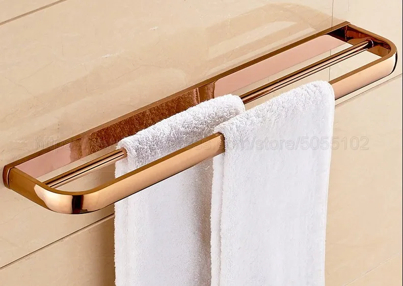 Rose Gold Brass Finish Bathroom Accessories Set,Paper Holder,Towel Bar,Soap Basket,Toilet Brush Holder,Bathroom Sets zba865 - Цвет: Double Towel Bar