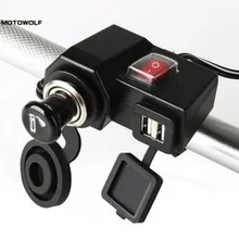 Waterproof Motorcycle 12V GPS MP3 Dual USB Power Socket Charger With Switch+Cigarette Lighter For Harley Honda Yamaha Suzuki BMW