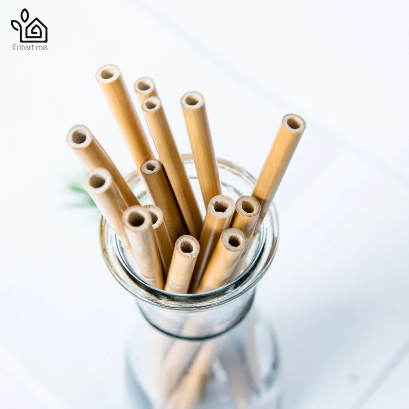 

Entertime wholesale 50Pcs/lot Natural Bamboo Straws Reusable organic drinking Straws for Party Birthday Wedding bar tools