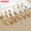 NAIERDI Gold White Creamic Gold Cabinet Handles Knobs Drawer Pulls Kitchen Door Handles Furniture Handle Cabinet Door Hardware ► Photo 2/6