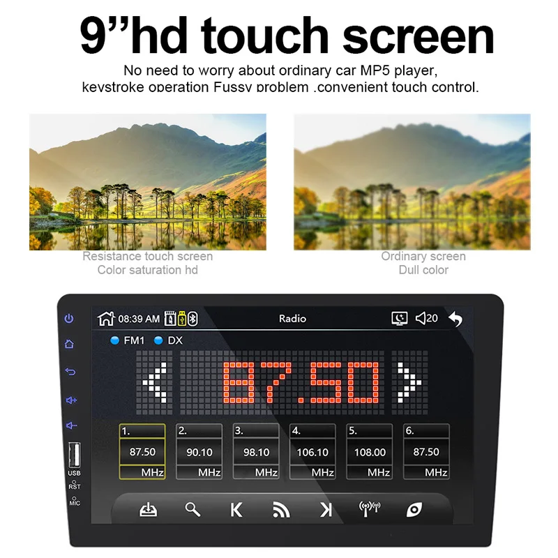 

1DIN MP5 Player 9inch Bluetooth/FM/USB/AUX/TF Automobile MP5 Car MP5 Player Car Stereo Auto MP5 Player