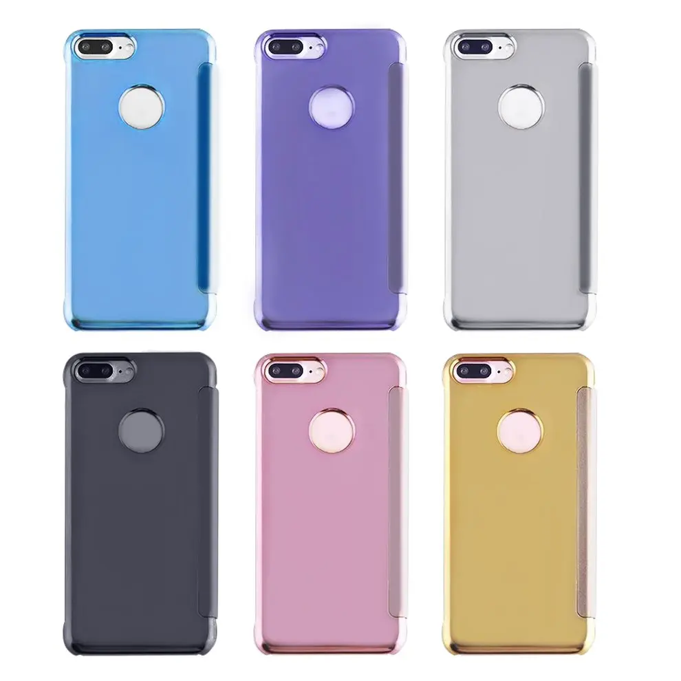 

8 Pcs Black Mobile Phone Case for iphone7/8 PLUS Window Mirror Surface Protective Cover Holder Flip Type Hard Shell