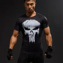 Marvel, Спортивная футболка для спортзала, Мужская футболка с коротким рукавом, Мужская футболка Капитан Америка, Супермен, компрессионная футболка, топы с черепами