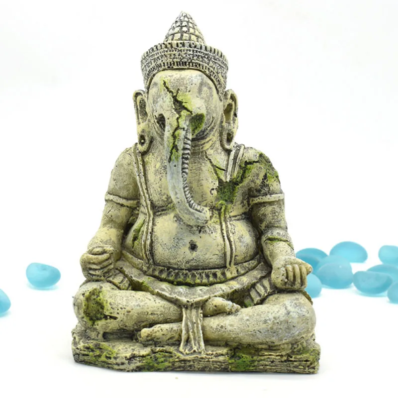 Искусственный остров камень древний Будда слон статуя Будды смола орнамент Аквариум Украшение ящик для рептилий пейзаж