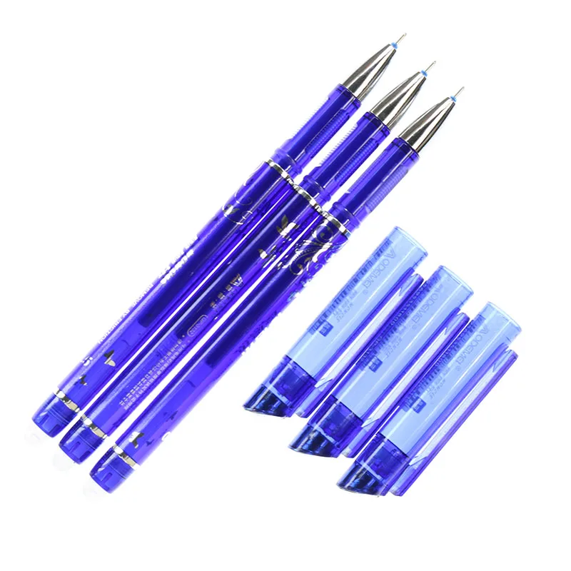 

3pcs Magic Erasable Gel Pen Blue 0.5mm Refill Writing Smooth Children Students Learning Stationery Gifts School Office Supplies