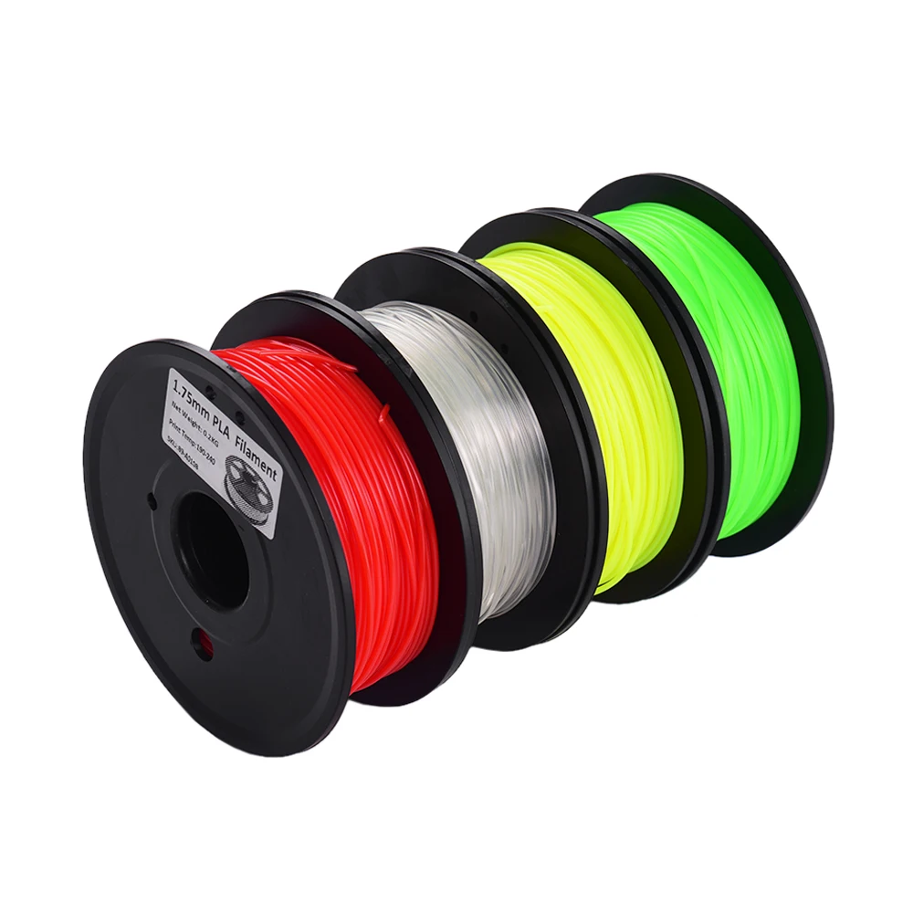 4Pcs 3D Printing PLA Filament 1.75mm No Clogging High Tenacity Filaments Consmables for 3D Printers 200g/ Spool Pack of 4 Colors