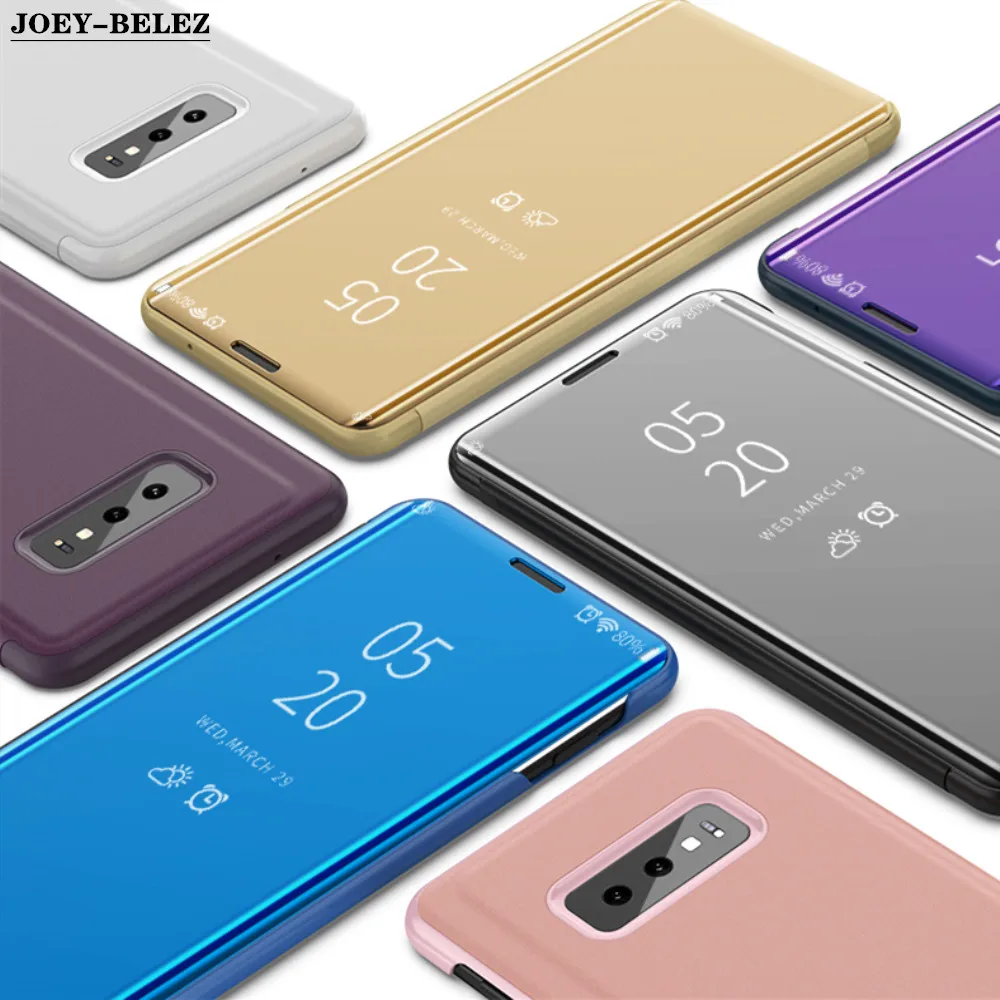 

Clear View Smart Flip Case For Samsung Galaxy S10 lite S9 S8 Plus S7 S6 Edge Note 9 8 J5 J7 A5 A7 2017 J4 J6 A7 2018 Mirror Case
