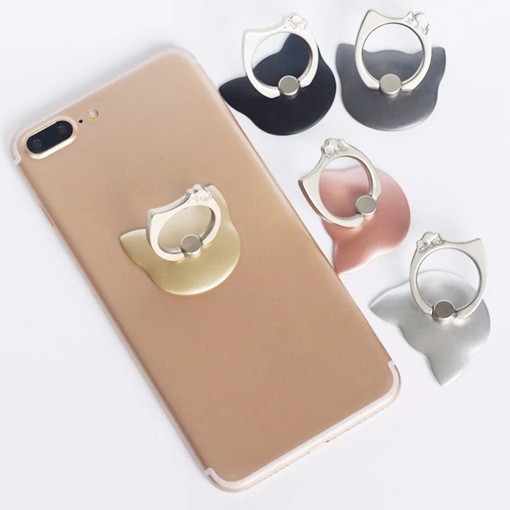 ALLOYSEED 3D Cat Shape 360 Degree Finger Ring Mobile Phone Stand Holder for iPhone Samsung Huawei Xiaomi Smart Phones Universal