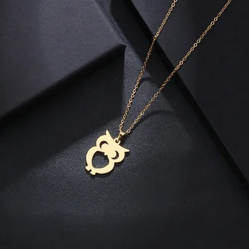 

DOTIFI Stainless Steel Necklace For Women Man Lover's Owl Gold And Silver Color Pendant Necklace Engagement Jewelry