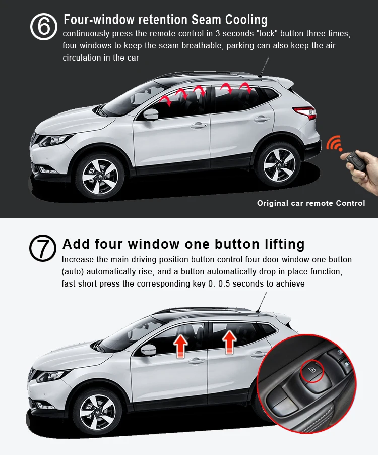 Car Auto smart window lifting For NISSAN Qashqai X-Trail Murano Car Power Window System window Roll up Window Closer