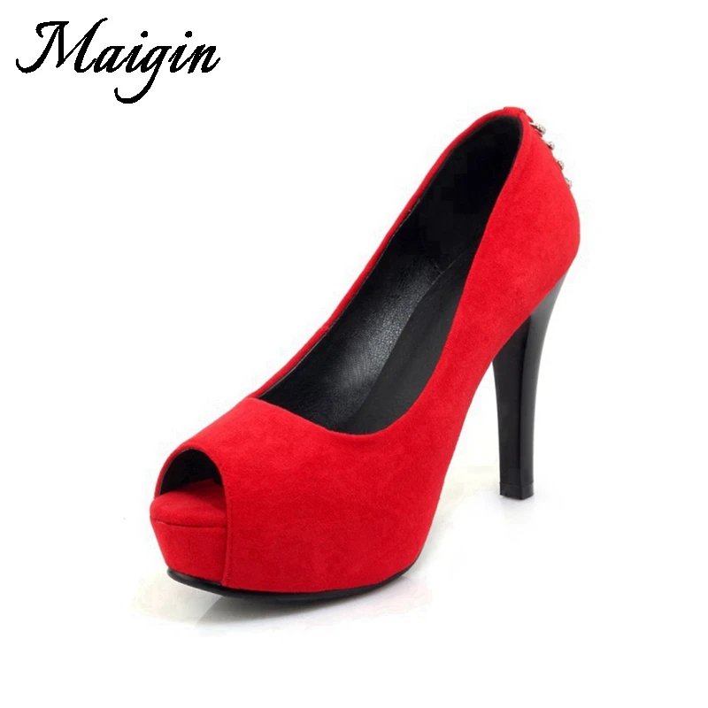 Maigin Summer Women Sandals Red Bottom Wedding Shoes Peep Toe Platform Shoes 2018 Slip-on Footwear High Heels Female Shoes
