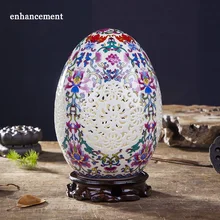 Antique Jingdezhen Ceramic Vase Chinese Style Pierced Lucky Egg Vase Wedding Gifts Home Handicraft Furnishing Articles
