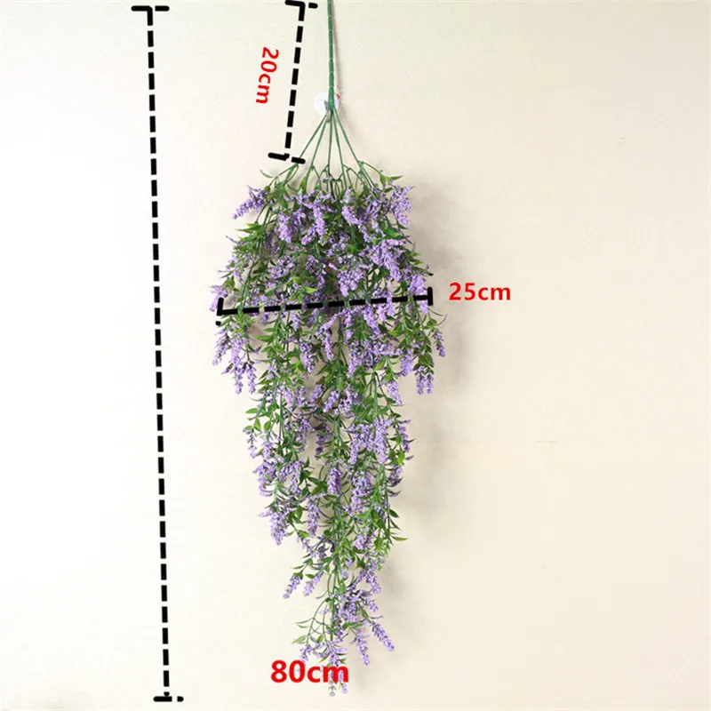 Искусственная настенная подвесная поддельная Цветочная лоза DIY свадебная гостиная букет Декор Цветочная корзина из ротанга Лаванда настенная подвесная Глициния