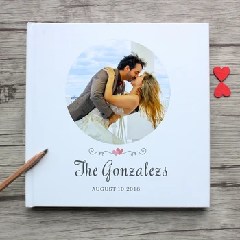

Personalized white wedding guest book,I love you forever,custom anniversary gift guestbook,personalized couple photo album sign