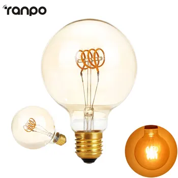 

G95 Dimmable Golden Edison bulb led E27 AC 220V 4W Spiral Light Amber Retro Saving Lamp Vintage Filament Bulb Ampul Led Lamp