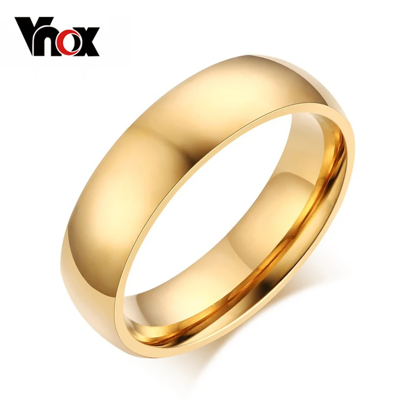 Vnox 6mm Classic Wedding Ring For Men Women Gold Blue Silver Color Stainless Steel US Size 