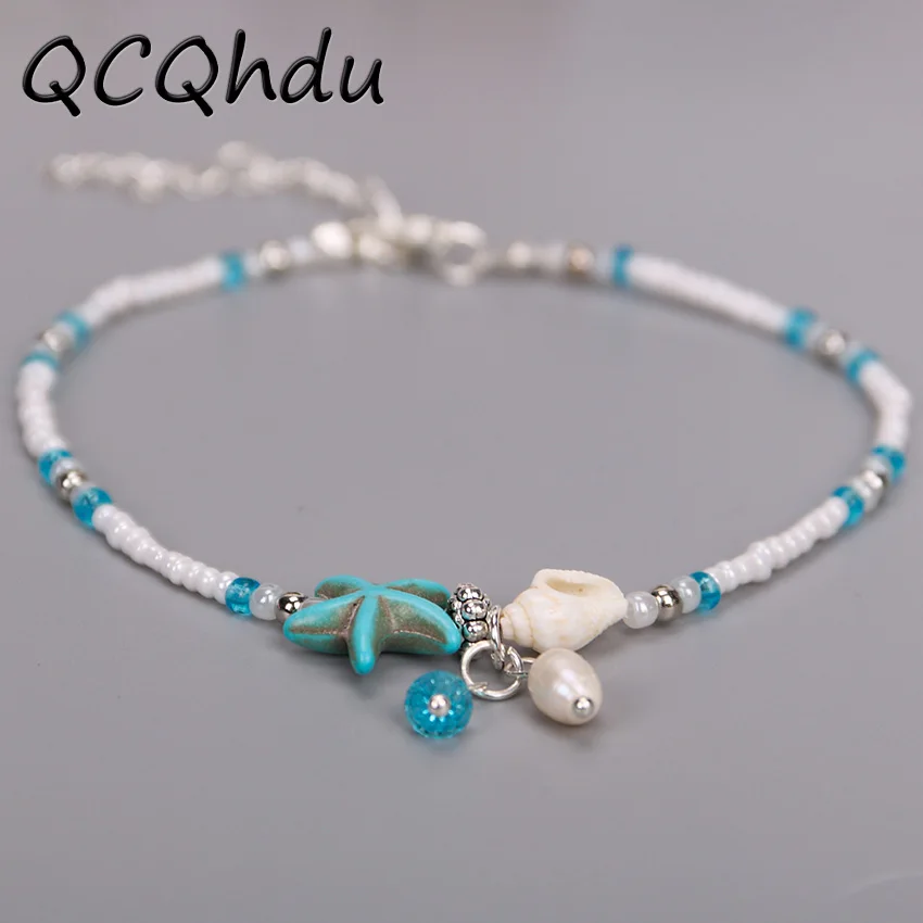 

Vintage Shell Beads Women Imitation Pearls Starfish Charms Bracelets Anklets for Women Summer Foot Chain Jewelry Gift Party