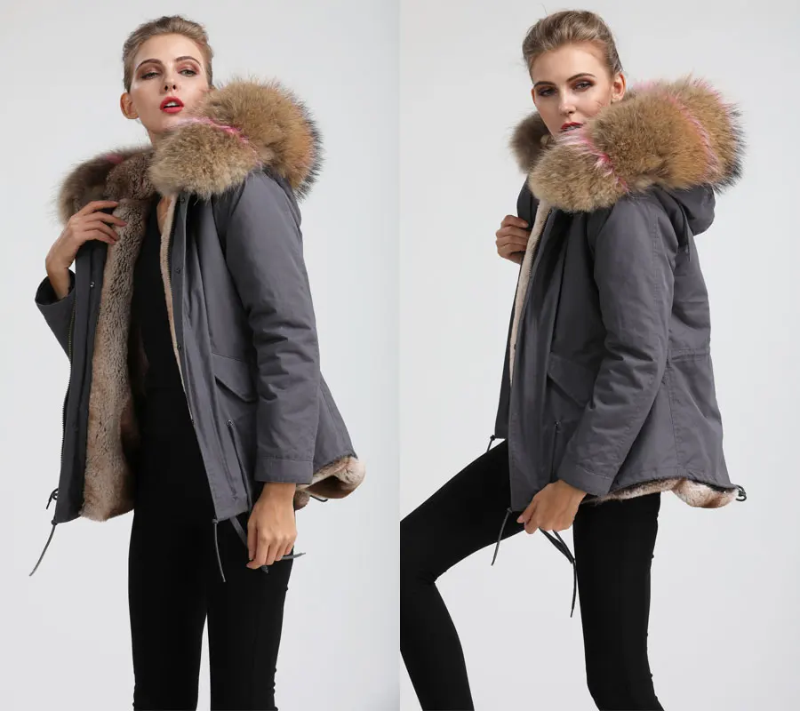 Новая мода зимняя меховая Парка женская зимняя куртка ветровка большой енот меховой воротник короткая женская куртка заводская цена