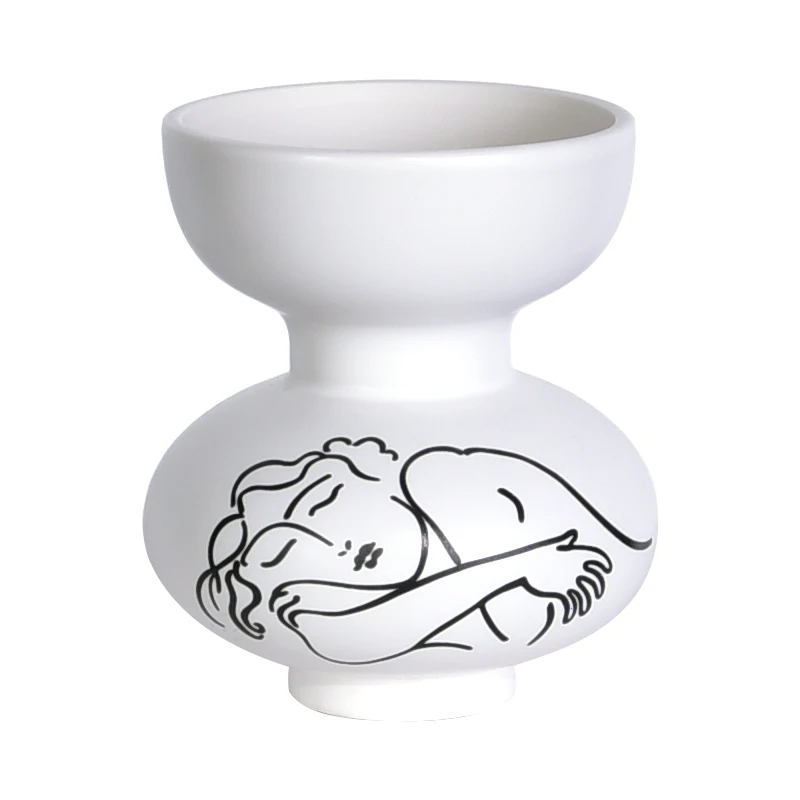 

Creative Flower Vase Human Face White Ceramic Vase Ornaments Crafts Home Furnishings Nordic Art Vase Decoration Gifts R1967